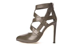 Tania Spinelli Gray Leather Zip Up Leather Cut-Out Pump Shoe Size 5 / 35 NWD